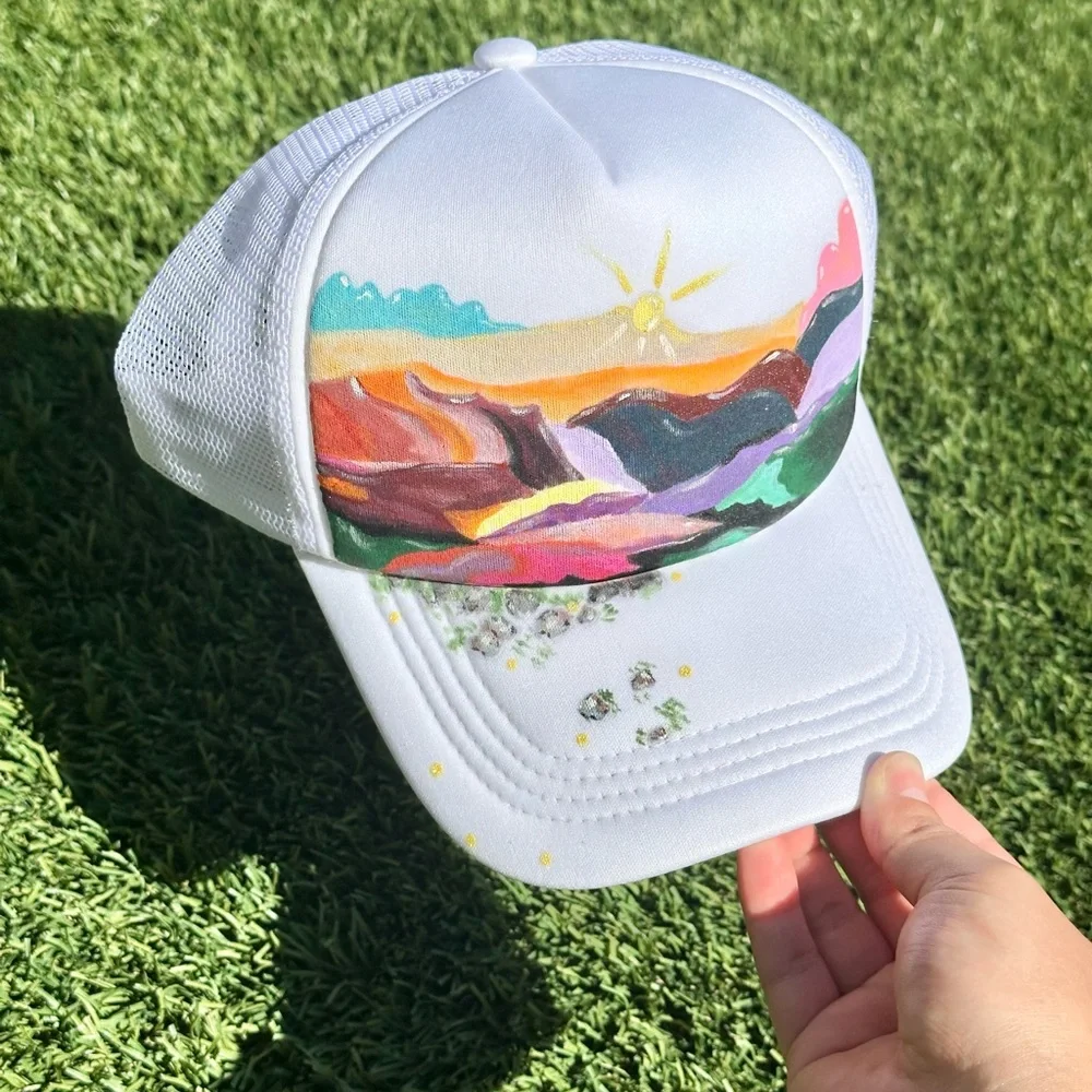 Landscape Colorful Women's Handmade Cap Hat Summer